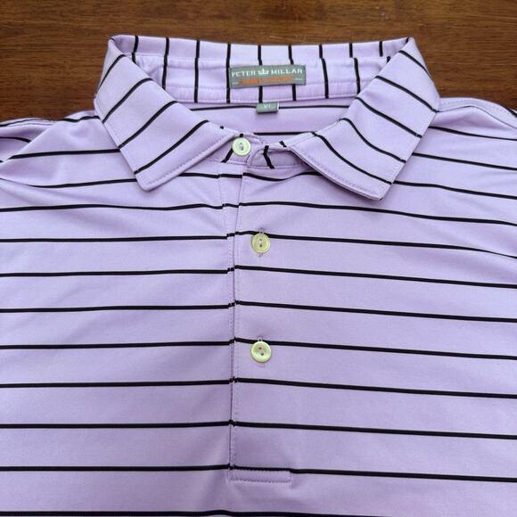 Peter Millar Summer Comfort Golf Polo Men's XL Purple Black Striped Stretch - Picture 3 of 7
